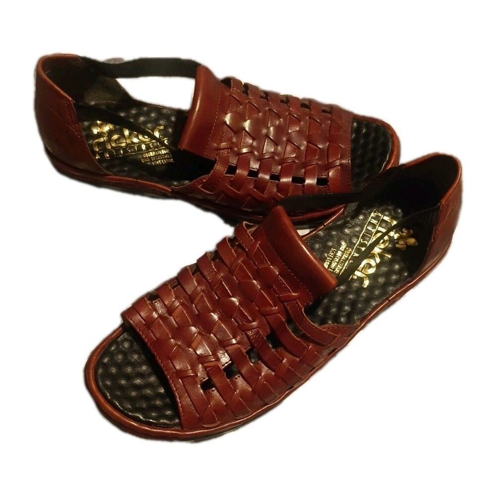 Rieker Antistress Brown Woven Sandals Size-9 Slip On New W/O Box